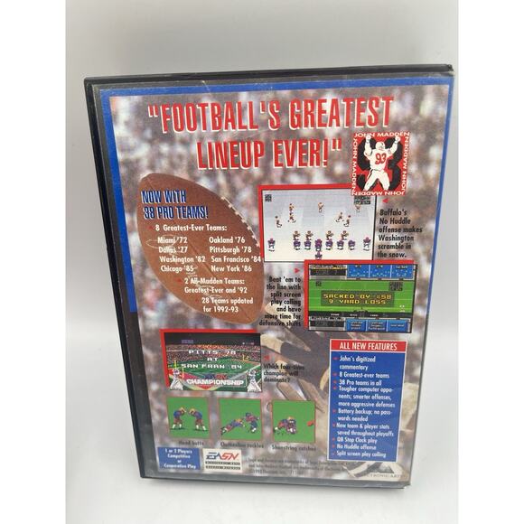 John Madden Football '93 (Sega Genesis, 1993) GAME & CASE **TESTED** - Picture 3 of 10